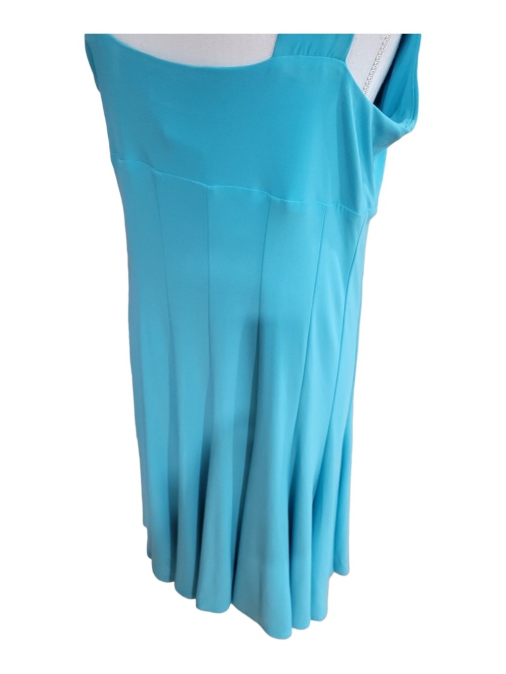 Turquoise Ruffle-Trim Square-Neck Midi Dress - Picture 5 of 7